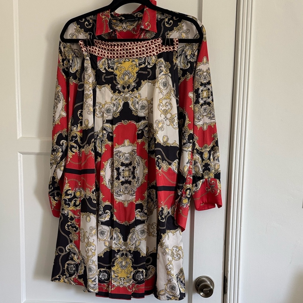 Zara baroque satin skirt blouse set XS